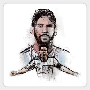 Messi On Sketch Art Sticker